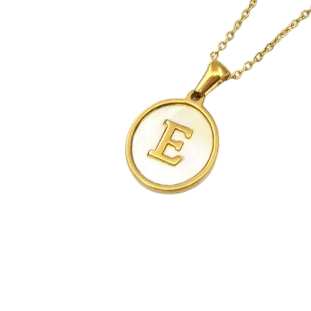Letter “E” Initial Pendant 18k Gold Plated Real Mother Pearl A, B, C, D,…